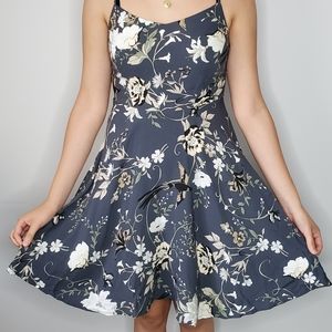 Old Navy Blue Floral and Bird Print Dress
